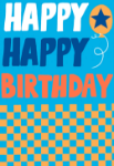 Text Blue Orange Birthday Card