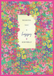 Pink Flowers Birthday Card