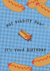 Hot Dog With Pin Birthday Card