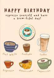 Brew-Tiful With Pin Birthday Card