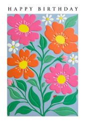 Orange Pink Birthday Card
