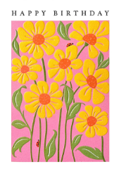Yellow Flowers Birthday Card