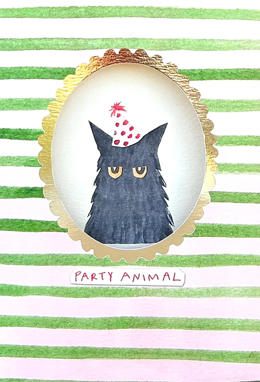 Cat Party Die Cut Birthday Card