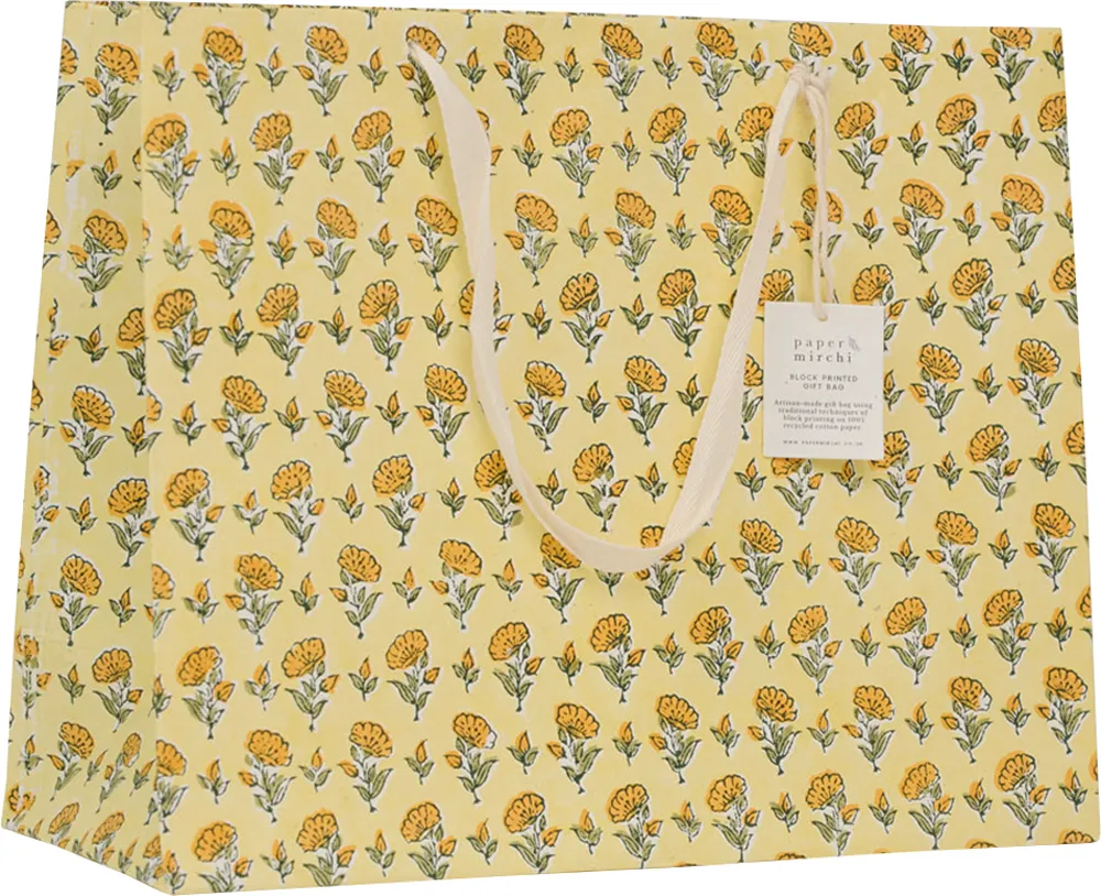Ditsy Yellow Handmade Large Gift Bag