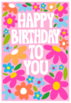 Hippie Flowers Birthday Card