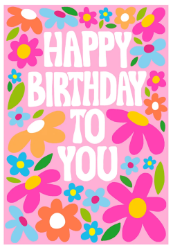 Hippie Flowers Birthday Card