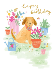 Dog Plants Birthday Card
