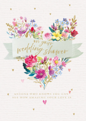 Shower Flower Heart Wedding Card