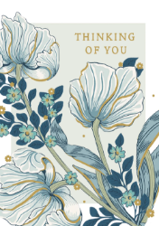 Blue Flowers Thinking Of You Card