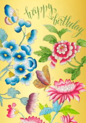 Pink Flowers Birthday Card