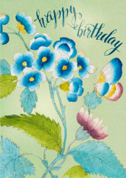 Blue Flowers Birthday Card