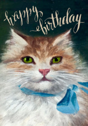 Green Eye Cat Birthday Card