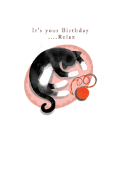 Relax Cat Birthday Card