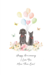 Cat Dog Anniversary Card