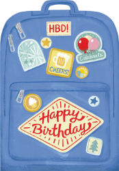 Blue Backpack Birthday Card