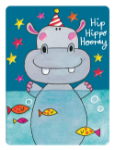 Cute Hippo Hooray Birthday Card