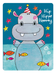 Cute Hippo Hooray Birthday Card