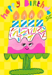 Pink Cake Birthday Card