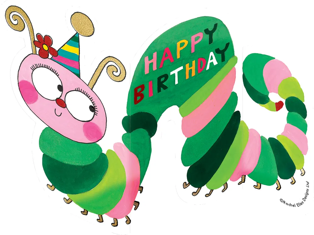 Trifold Caterpillar Children Birthday Card
