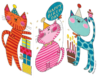 Trifold Cats Children Birthday Card