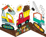 Trifold Trucks Children Birthday Card