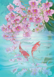 Koi Blossoms Blank Card