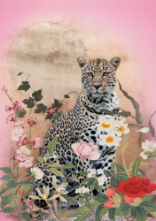 Cheetah With Flowers Blank Card