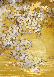 White Flowers Gold Blank Card