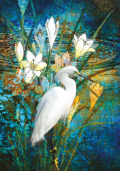 Cranes Lilies Blank Card