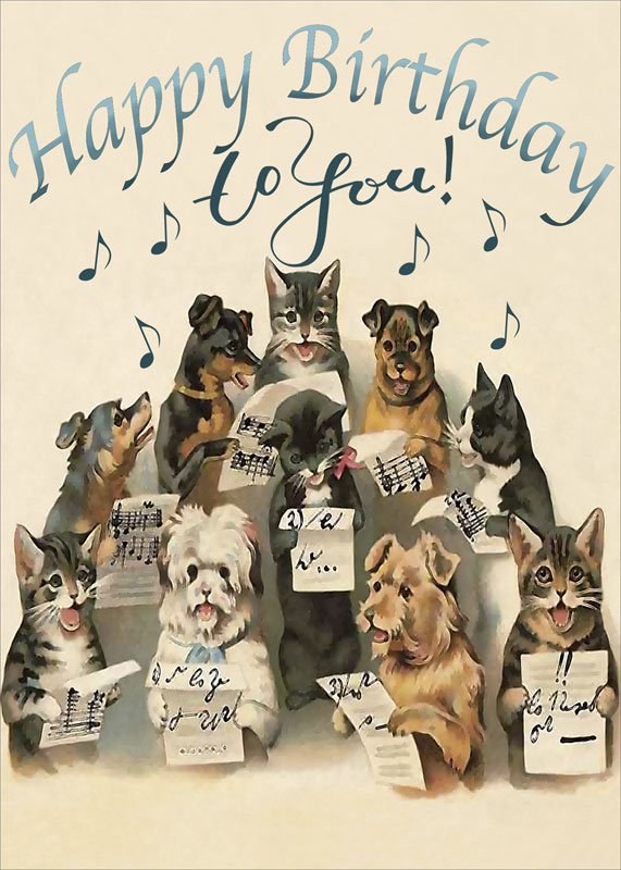 Madame Treacle Dog / Cat Sing Birthday Card MTHB104
