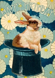 Rabbit with Hat Birthday Card 