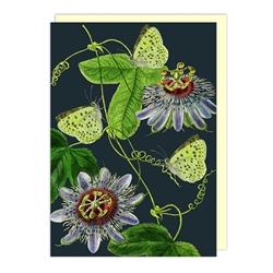 Midnight Passion Flower Blank Card 