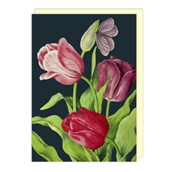 Midnight Tulips Blank Card 