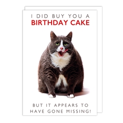 Cat Ate Cake Birthday Card 