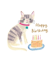 Cat and Cake Birthday Card 