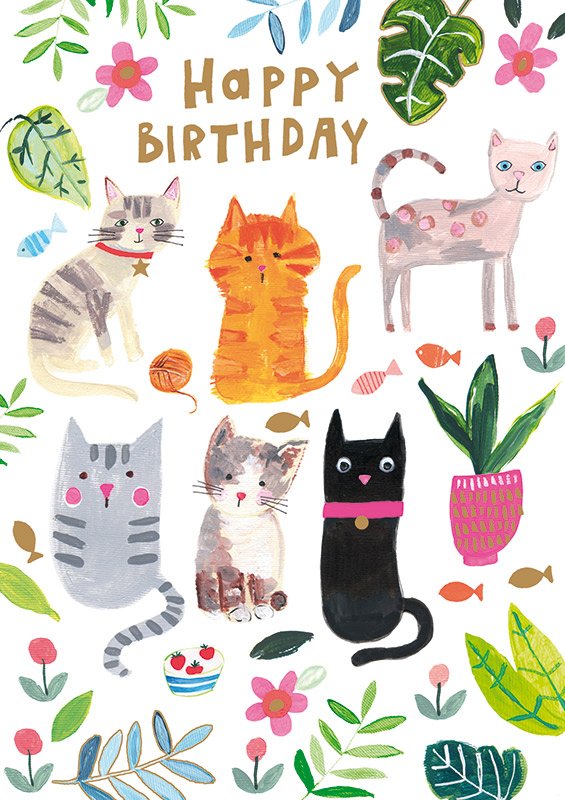 Printable Birthday Card Cats