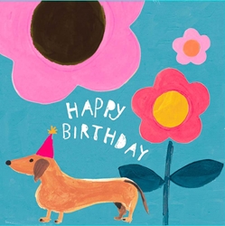 Flower Dog Birthday Card 