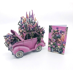 3D Pink Flower Car Blank Card 
