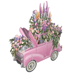 3D Pink Car Wedding Card 