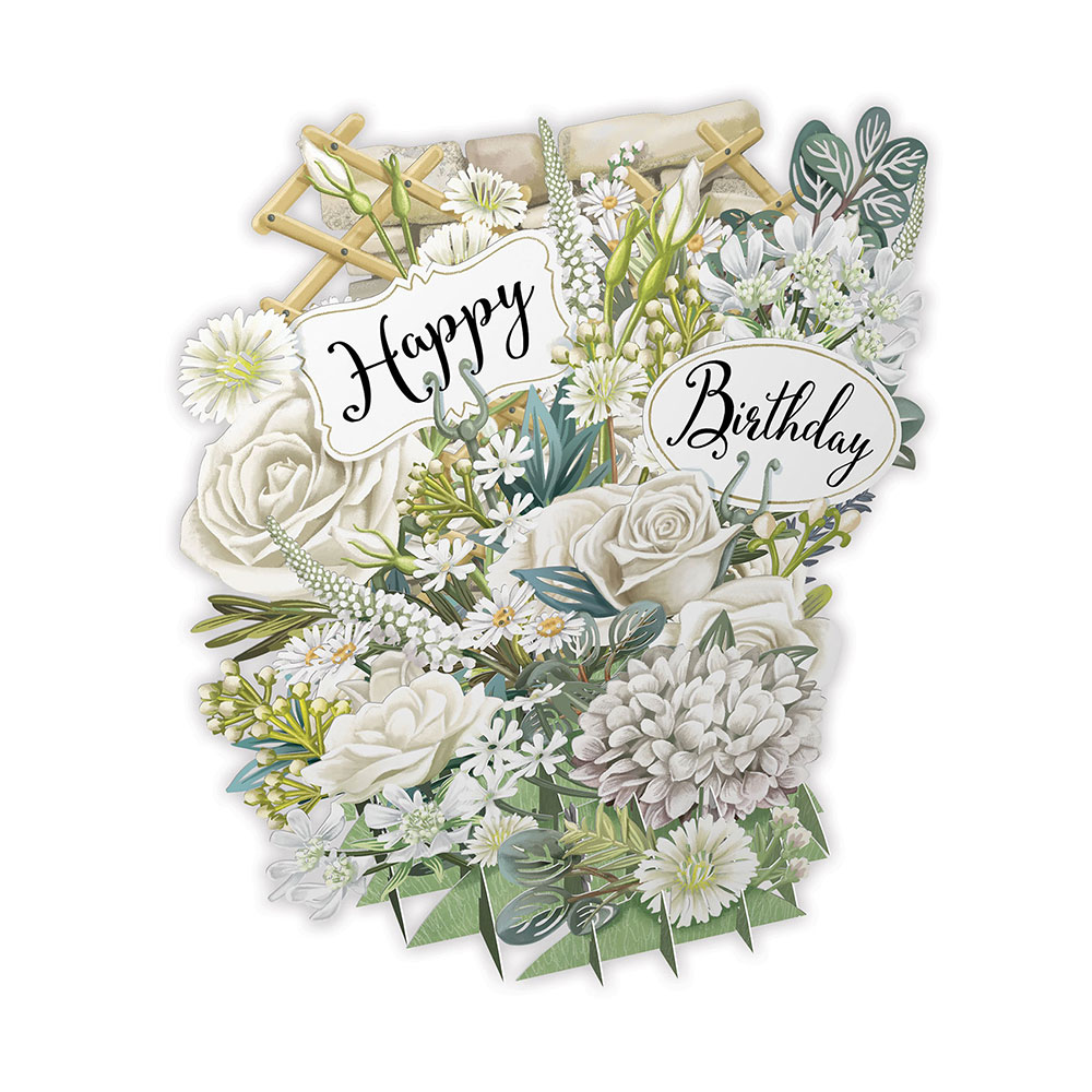Paper D'Art - 3D White Roses Birthday Card #TW051
