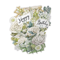 3D White Roses Birthday Card 