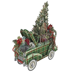 3D Tartan Car Christmas Card Christmas