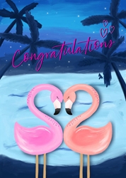 Flamingos Wedding Card 