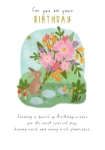 Rabbit Bouquet Birthday Card