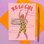Hula Hoop Girl Birthday Card