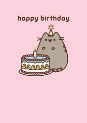 Pusheen and Cake Birthday Card