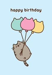 Pusheen and Balloons Birthday Card