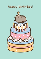 Pusheen and Cake Birthday Card