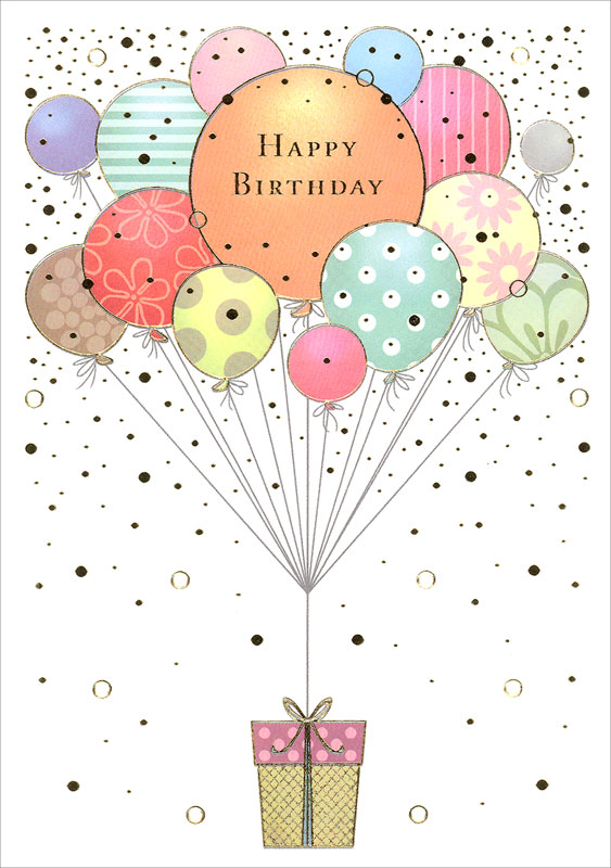 Quire Publishing - Balloons and Gift Birthday Card #MC3427