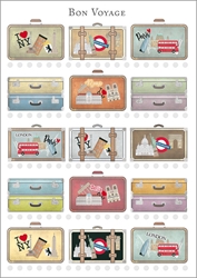 Suitcases Bon Voyage Card 